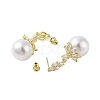 Brass with Resin Imitation Pearl Stud Earrings EJEW-B046-03G-2