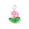 Handmade Flower Printed Polymer Clay Beads Pendants PALLOY-MZ00803-02-3