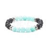 Natural Chalcedony & Natural Lava Rock Round Beads Stretch Bracelet for Her BJEW-JB06920-2