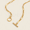 304 Stainless Steel Oval Link Chain Necklaces with OT Clasps for Women GL9322-2