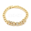 Brass Micro Pave Clear Cubic Zirconia Oval Link Chain Bracelets for Women BJEW-R315-01A-G-1