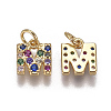 Brass Micro Pave Cubic Zirconia Charms ZIRC-L070-38-G-3