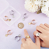 8Pcs 4 Style 304 Stainless Steel Open Cuff Rings Set with Charms RJEW-AB00009-2