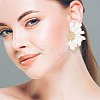 FIBLOOM 2 Sets 2 Color Alloy Flower Asymmetrical Earrings EJEW-FI0001-33-5