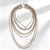 Boho Alloy Crystal Rhinestone Multi Layered Necklaces with Teardrop Tassel WG7D1FE-01-1