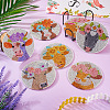 DIY Cattle & Flower Pattern Coaster Diamond Painting Kits DIY-TAC0016-53-7