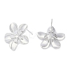 Brass Pave Clear Cubic Zirconia Stud Earring Findings LS-KK-F875-05P-2