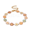 Enamel Daisy Link Chains Bracelet BJEW-P271-01G-06-1