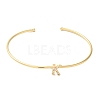 Rack Plating Brass Micro Pave Clear Cubic Zirconia Letter Open Cuff Bangles BJEW-A018-01G-K-2