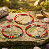 3Pcs Adjustable Chakra Natural & Synthetic Mixed Stone Round Bead Braided Bracelet Sets ZZ4943-5-4