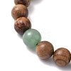 2Pcs 2 Styles Natural Wood & Green Aventurine Round Beads Stretch Bracelets for Men Women BJEW-JB12349-4