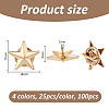 100Pcs 4 Colors Alloy Star Lapel Pin Back Brooch JEWB-FH0003-01-2