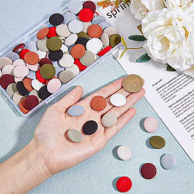 96Pcs 12 Colors 1-Hole Polyester Buttons BUTT-DC0001-03-1