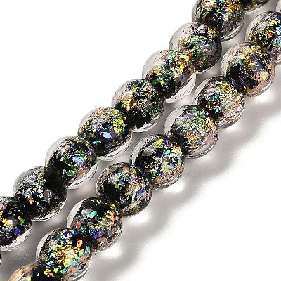 Handmade Dichroic Foil Glass Beads Strands DICH-U001-02K-1