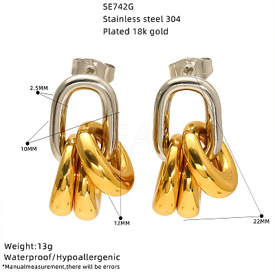 304 Stainless Steel Stud Dangle Earrings for Women WG46EF1-01-1