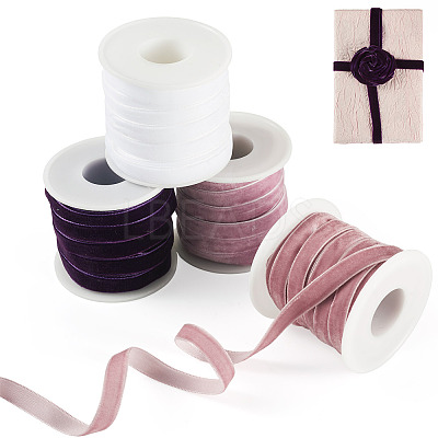40 Yards 4 Colors Single Face Velvet Ribbon SRIB-TA0001-35C-1