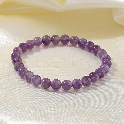 Natural Amethyst Bead Stretch Bracelets BJEW-K212-A-034-1