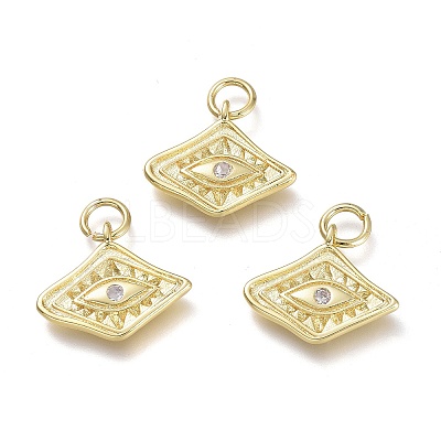 Brass Micro Pave Cubic Zirconia Pendants KK-P188-C03-G-1