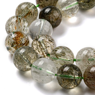 Natural Green Rutilated Quartz Beads Strands G-A219-A03-05-1