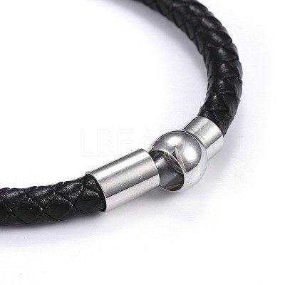 Men's Braided Leather Cord Bracelets BJEW-JB04253-02-1