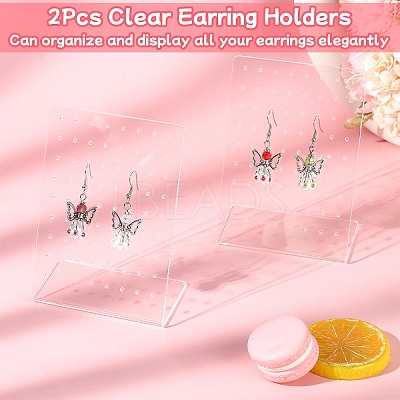 2Pcs L Shaped Organic Glass Earring Display Stands ODIS-YW0001-07-1