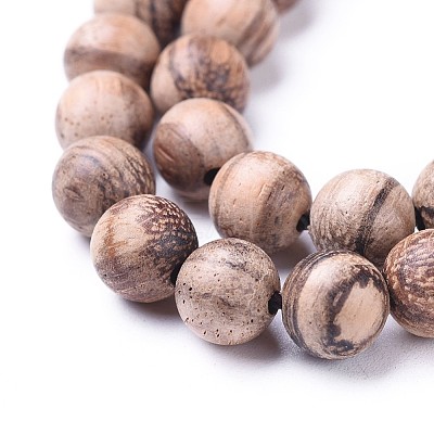 Natural Wood Beads Strands WOOD-F008-06-C-1