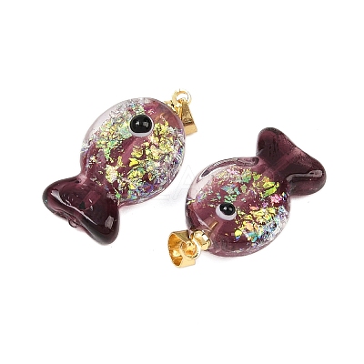 Handmade Dichroic Foil Lampwork Pendants X1-DICH-G001-01G-10-1