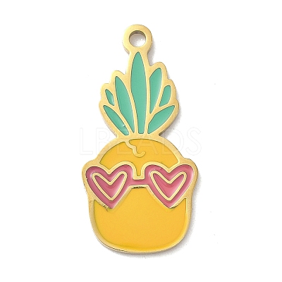 304 Stainless Steel Fruit Enamel Pendants STAS-G362-04G-08-1