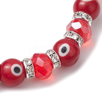 4Pcs 4 Colors Evil Eye Handmade Lampwork & Electroplated Glass Stretch Bracelet Sets BJEW-TA00520-1
