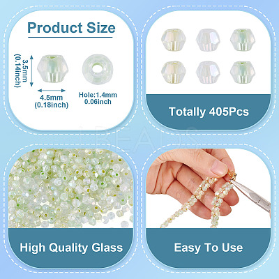 405Pcs Eletroplated Transparent Glass Beads GLAA-TA0003-66E-1