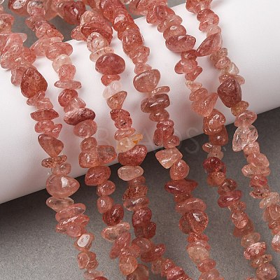 Natural Strawberry Quartz Chip Bead Strands G-M205-56A-1