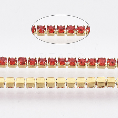 304 Stainless Steel Rhinestone Strass Chains STAS-T055-06G-1
