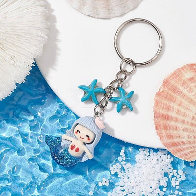 Mermaid Opaque Resin Pendant Keychain KEYC-JKC00624-01-1