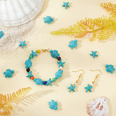 4 Strands 2 Style Synthetic Turquoise Beads Strands G-AR0004-28-1