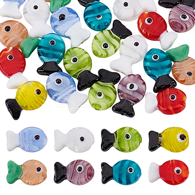 24Pcs 8 Colors Handmade Lampwork Beads LAMP-GA0001-23-1