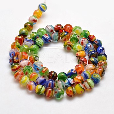 Round Millefiori Glass Beads Strands LK-P001-05-1