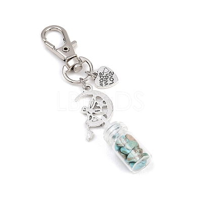 7Pcs Chakra Natural & Synthetic Gemstone Chip & Glass Bottle Pendant Decorations HJEW-JM04167-1