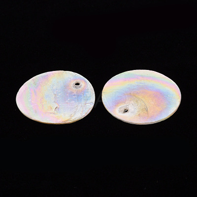 Electroplate Natural Capiz Shell Pendants SSHEL-T014-36-1