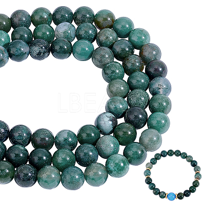 3Strands Natural Moss Agate Beads Strands G-PH0002-93-1
