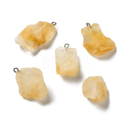 Raw Rough Natural Citrine Pendants G-A028-01G-1