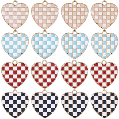 40Pcs 4 Colors Alloy Enamel Pendants ENAM-SC0004-34-1