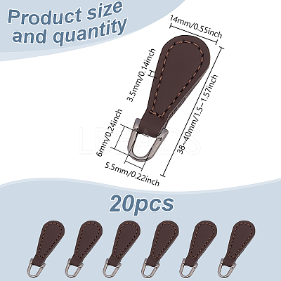 20Pcs PU Leather Zipper Puller FIND-GO0002-93-1