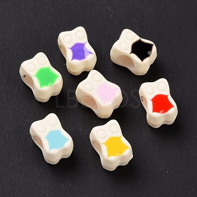 Rubberized Style Acrylic European Beads SACR-E009-10-1