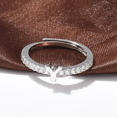 S925 Sterling Silver Adjustable Letter Rings for Women RJEW-M068-01P-Y-1