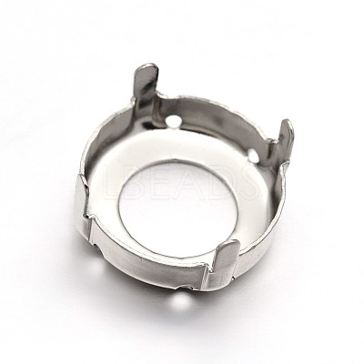 Flat Round Brass Sew on Prong Settings KK-N0084-A13-14mm-1
