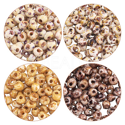 480Pcs 4 Colors Picasso Glass Seed Beads SEED-TA0001-07A-1