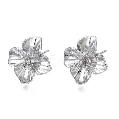 Brass Stud Earring Findings X-KK-N232-337A-01P-1