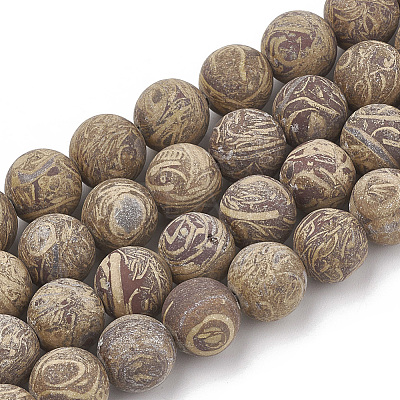 Natural Elephant Skin Jasper/Miriam Stone/Calligraphy Stone Beads Strands G-T106-125-1