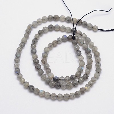 Faceted Round Natural Labradorite Bead Strands G-I156-03-4mm-1
