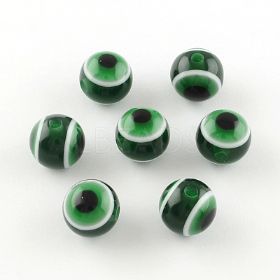 Round Evil Eye Resin Beads RESI-R159-12mm-09-1